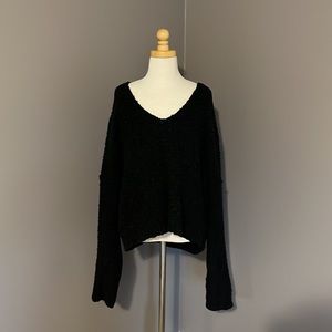 Free People Lofty V-Neck Sweater Black